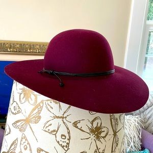 Anthropologie Burgundy floppy wool Hat